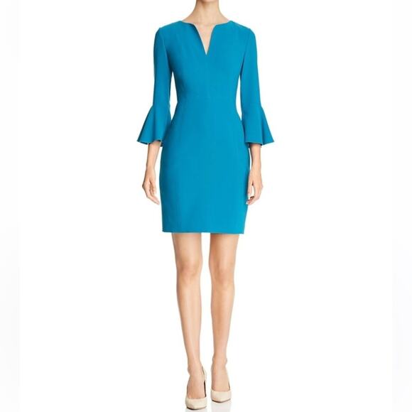Elie Tahari Natanya 3/4 Sleeve Sheath Dress Blue Size 4 Career Cocktail - Picture 1 of 12